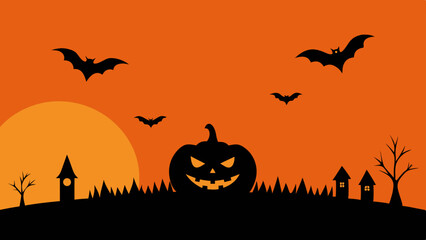 Minimal Halloween Background with Pumpkin Silhouette