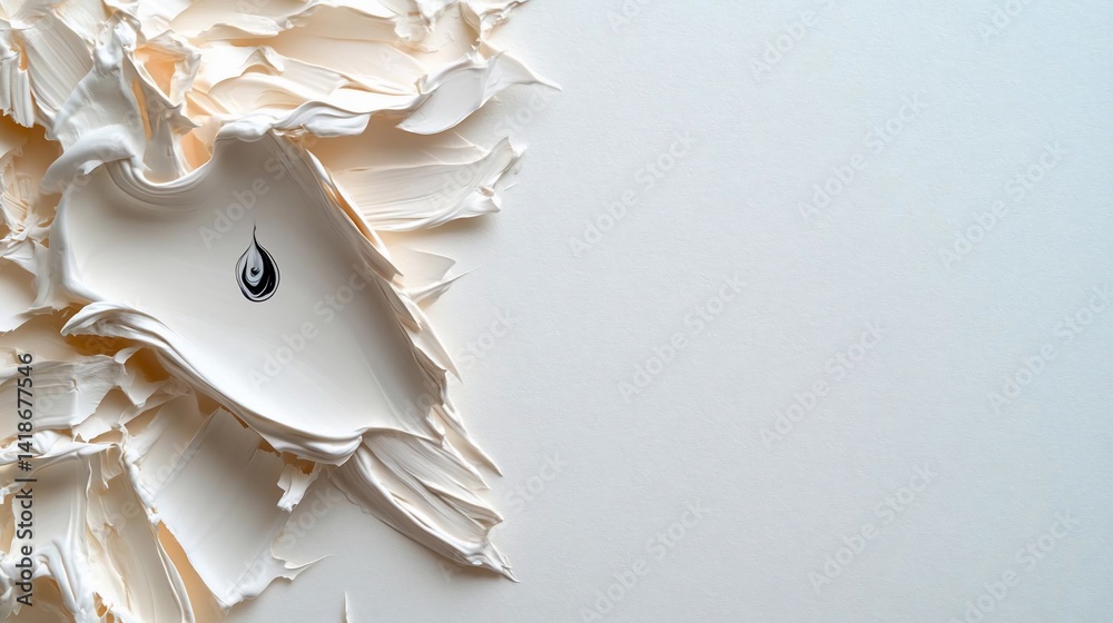 Poster Abstract textured white paper with torn edges creating a visual contrast and composition with copy space