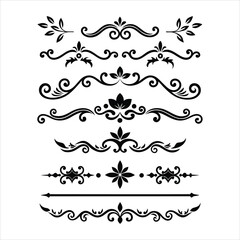 Silhouette Border Ornament Vector Collection.
