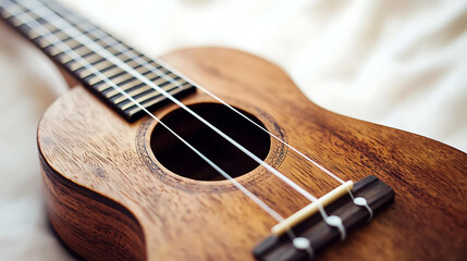 Obraz premium A wooden ukulele with a white background