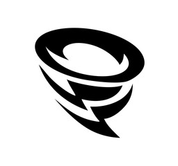 Tornado icon. Hurricane symbol. Black typhoon icon isolated on white background. Vector illustration