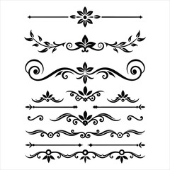 Silhouette Border Ornament Vector Collection.