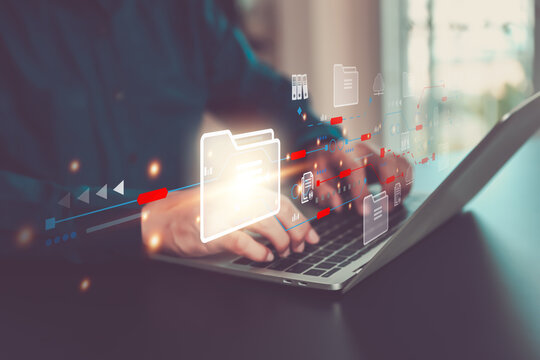 Hand use search engine for find data document management system detect or discover and online file transfer download or sharing and database service on computer network analytics concepts