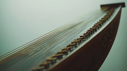 Obraz premium A long stringed instrument with a gold headstock