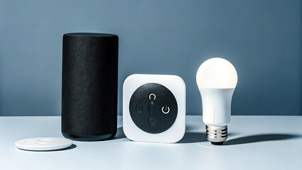 Smart Home Device Collection Speaker, Smart Bulb, and Control Hub