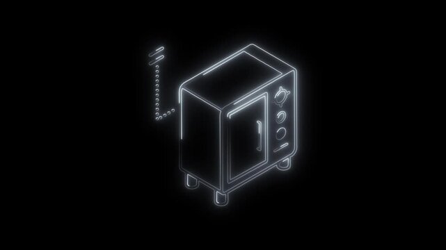Glowing neon minibar icon 4k  isolated on black background. HD Video motion graphic animation