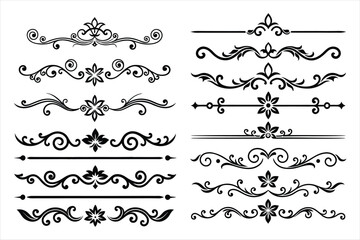Fototapeta premium Silhouette Border Ornament Vector Collection.