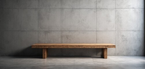 old empty room with concrete wall and wooden bench for mockup display
