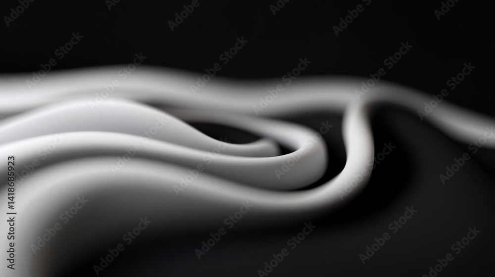 Aufkleber Abstract depiction of undulating white forms against a dark backdrop evoking a sense of fluidity and movement emphasizing light and shadow