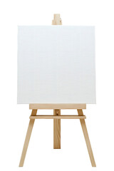 Wooden easel with blank canvas