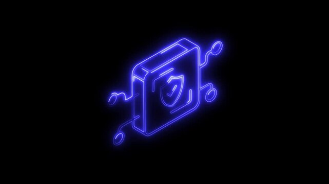 Glowing neon networking icon 4k  isolated on black background. HD Video motion graphic animation