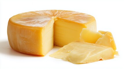 Fresh organic cheese on a white background ready for culinary use in various dishes or as a healthy snack option