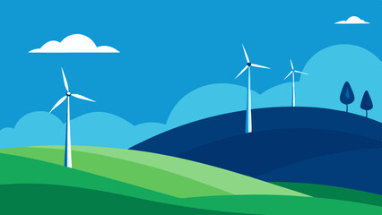 Obraz premium Hilly Breeze Landscape with Wind Turbines in Distance