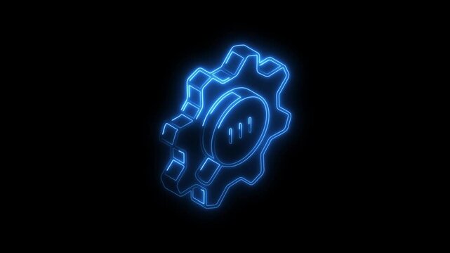 Glowing neon optimization icon 4k, isolated on black background. HD Video motion graphic animation