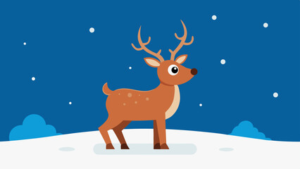 Reindeer Playing Joyfully in Snowy Scene