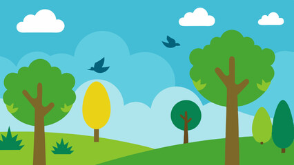 Obraz premium landscape with trees and clouds