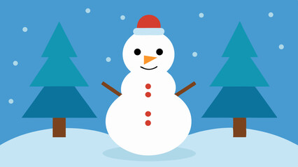 Obraz premium snowman with christmas tree