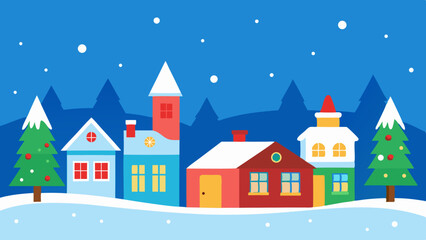 Naklejka premium winter landscape with houses