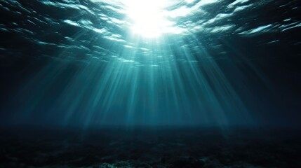 Sunlight beams through the deep ocean