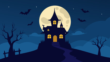 halloween background with haunted house