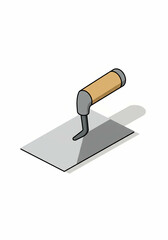 Isometric Trowel Tool Illustration on White Background