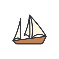 Sailboat colored icons, minimalist vector illustration ,simple transparent graphic element .Isolated on white background