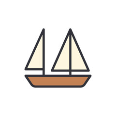Sailboat colored icons, minimalist vector illustration ,simple transparent graphic element .Isolated on white background