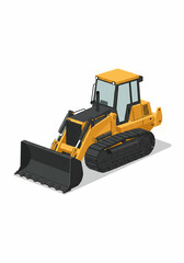 Fototapeta premium Bulldozer Illustration Isolated on White, Construction Vehicle