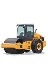 Road Roller Construction Vehicle Illustration on White Background