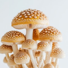 Beautiful Cluster of Yellow and White Mushrooms Growing in Nature