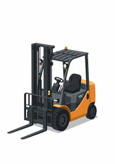 Forklift Truck Isolated on White, Heavy Equipment Illustration