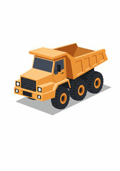 Isometric Dump Truck Illustration on White Background