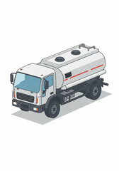 Isometric Tanker Truck Illustration on White Background
