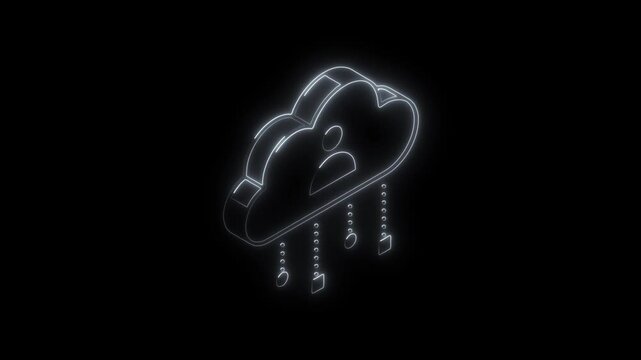 Glowing neon personal data icon 4k  isolated on black background. HD Video motion graphic animation