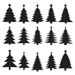 Fototapeta premium set of christmas trees silhouette 