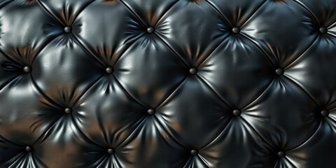 Fototapeta premium Black Leather Upholstery with Buttons