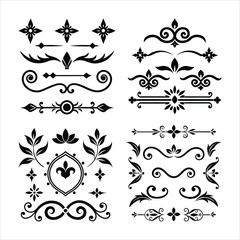 Vintage Silhouette Decorative Border Ornaments Collection.