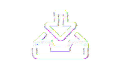 Icon inbox in is distorted. Glitch. Noise, chromatic aberration, geometric distortion
