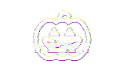 Icon jack o lantern is distorted. Glitch. Noise, chromatic aberration, geometric distortion