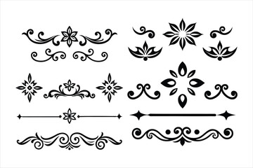 Vintage Silhouette Decorative Border Ornaments Collection.