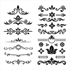 Fototapeta premium Vintage Silhouette Decorative Border Ornaments Collection.