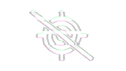Icon location slash is distorted. Glitch. Noise, chromatic aberration, geometric distortion