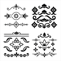 Vintage Silhouette Decorative Border Ornaments Collection.