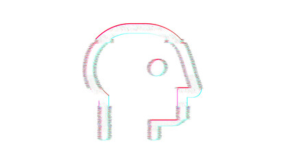 Icon head side is distorted. Glitch. Noise, chromatic aberration, geometric distortion