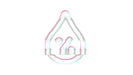Icon humidity is distorted. Glitch. Noise, chromatic aberration, geometric distortion