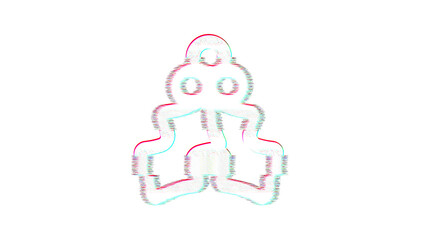 Icon holly berry is distorted. Glitch. Noise, chromatic aberration, geometric distortion