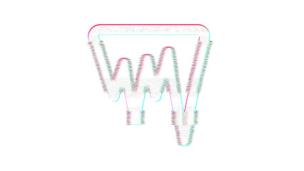 Icon icicles is distorted. Glitch. Noise, chromatic aberration, geometric distortion