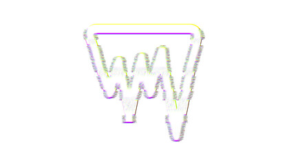 Icon icicles is distorted. Glitch. Noise, chromatic aberration, geometric distortion
