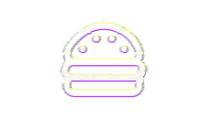 Icon hamburger is distorted. Glitch. Noise, chromatic aberration, geometric distortion
