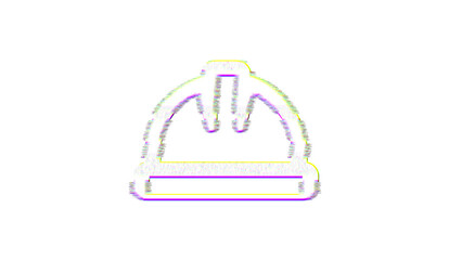 Icon hard hat is distorted. Glitch. Noise, chromatic aberration, geometric distortion